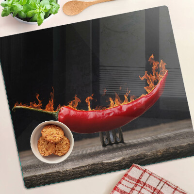 Tagliere in vetro Fuoco e peperoncino