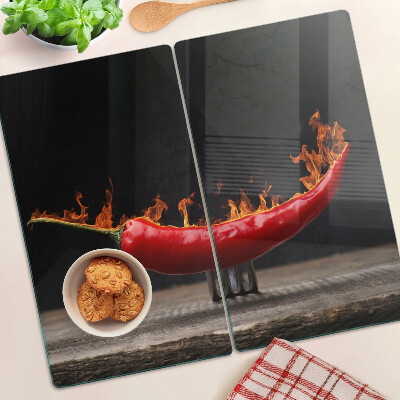Tagliere in vetro Fuoco e peperoncino