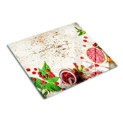 Tagliere in vetro temperato Lamponi e foglie