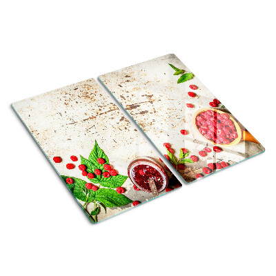 Tagliere in vetro temperato Lamponi e foglie
