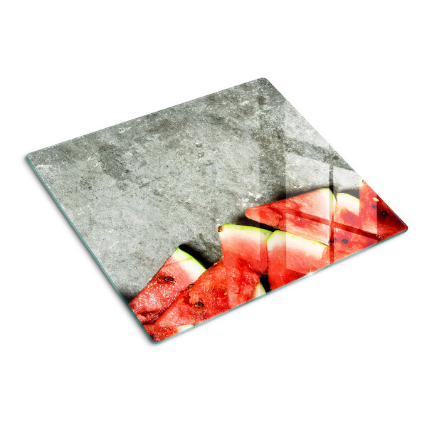 Tagliere in vetro temperato Fette di anguria su sfondo grigio