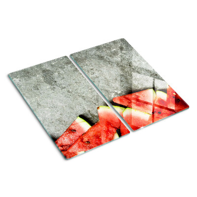 Tagliere in vetro temperato Fette di anguria su sfondo grigio