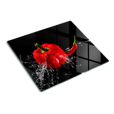Tagliere in vetro temperato Peperone rosso in acqua