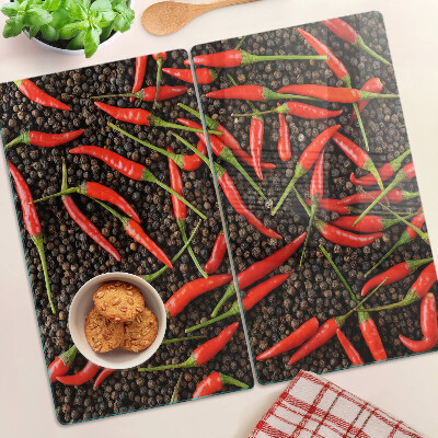 Tagliere in vetro Peperoncini su pepe nero