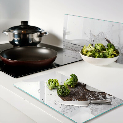 Tagliere in vetro temperato Cocco con acqua e spray