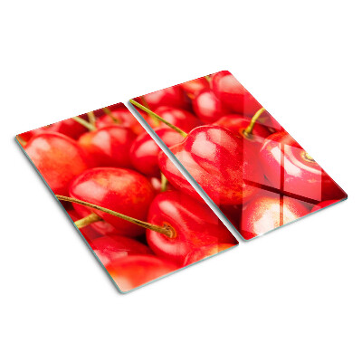 Tagliere in vetro temperato Ciliegie su sfondo rosso