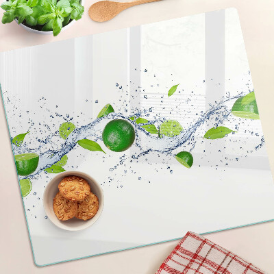 Tagliere in vetro temperato Limoni e acqua con foglie