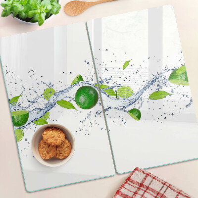 Tagliere in vetro temperato Limoni e acqua con foglie