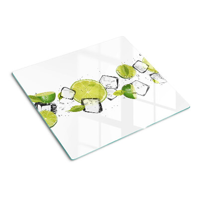 Tagliere in vetro temperato Limoni con ghiaccio in acqua