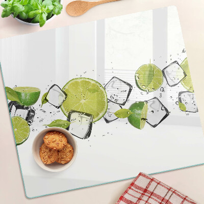 Tagliere in vetro temperato Limoni con ghiaccio in acqua