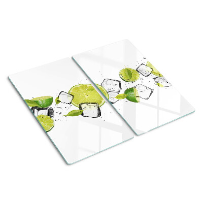 Tagliere in vetro temperato Limoni con ghiaccio in acqua
