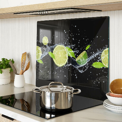 Tagliere in vetro Limoni in acqua con foglie di menta