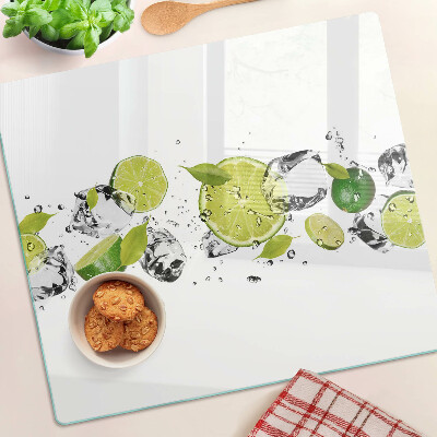 Tagliere in vetro temperato Limoni e ghiaccio in acqua