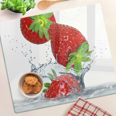 Tagliere in vetro Fragole in acqua