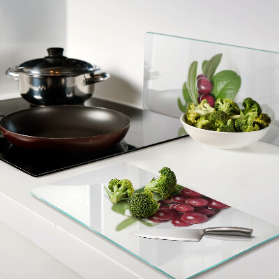 Tagliere in vetro temperato Mirtilli rossi con foglie