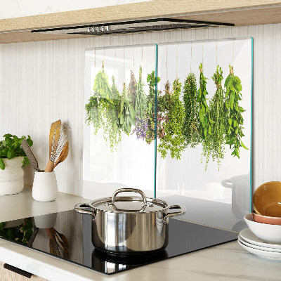 Tagliere in vetro temperato Erbe aromatiche appese a una corda