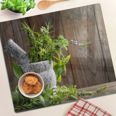 Tagliere in vetro Erbe aromatiche in vaso