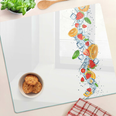 Tagliere in vetro temperato Frutti e foglie colorati
