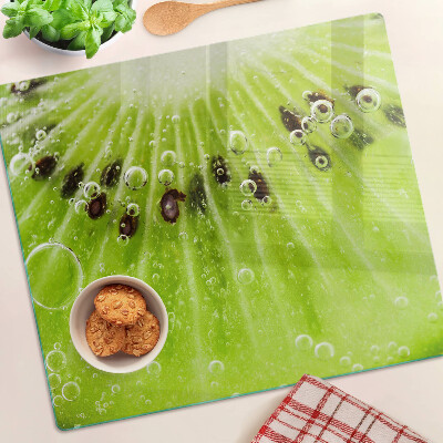 Tagliere in vetro Kiwi con gocce d'acqua