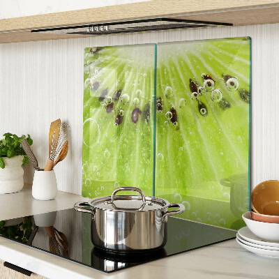 Tagliere in vetro Kiwi con gocce d'acqua