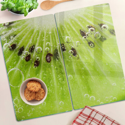 Tagliere in vetro Kiwi con gocce d'acqua