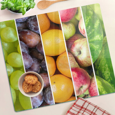 Tagliere in vetro Frutta nei colori dell'arcobaleno
