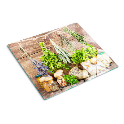 Tagliere in vetro Erbe e spezie in cucina