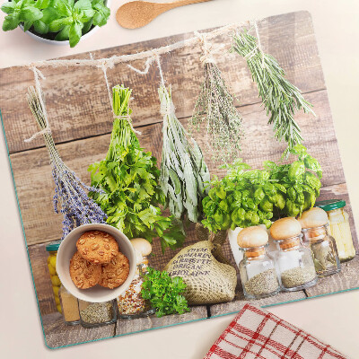 Tagliere in vetro Erbe e spezie in cucina