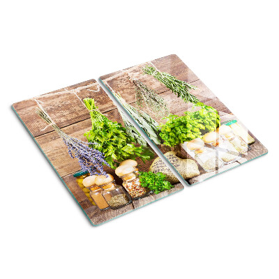 Tagliere in vetro Erbe e spezie in cucina