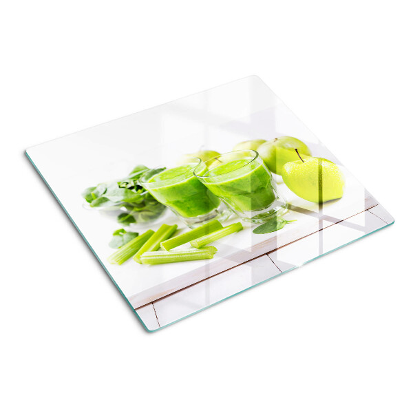 Tagliere in vetro temperato Frullato verde e ingredienti freschi
