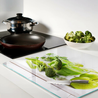 Tagliere in vetro temperato Frullato verde e ingredienti freschi
