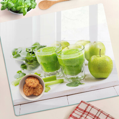Tagliere in vetro temperato Frullato verde e ingredienti freschi