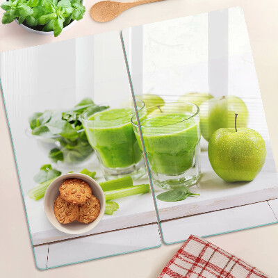 Tagliere in vetro temperato Frullato verde e ingredienti freschi