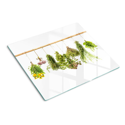 Tagliere in vetro temperato Erbe aromatiche in mazzi pendenti