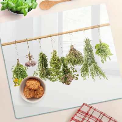Tagliere in vetro temperato Erbe aromatiche in mazzi pendenti