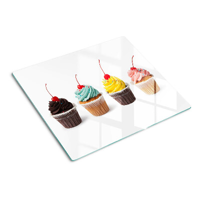 Tagliere in vetro Cupcake con panna montata e ciliegia