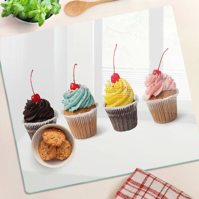 Tagliere in vetro Cupcake con panna montata e ciliegia