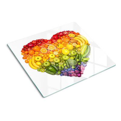 Tagliere in vetro temperato Cuore di frutta arcobaleno