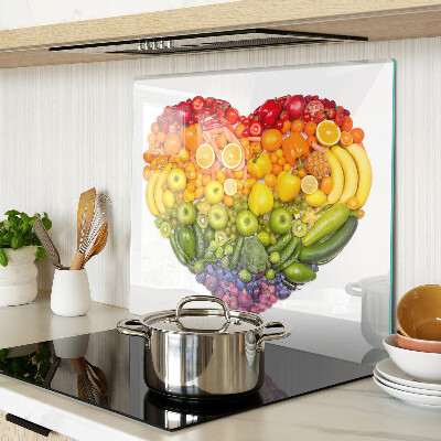 Tagliere in vetro temperato Cuore di frutta arcobaleno
