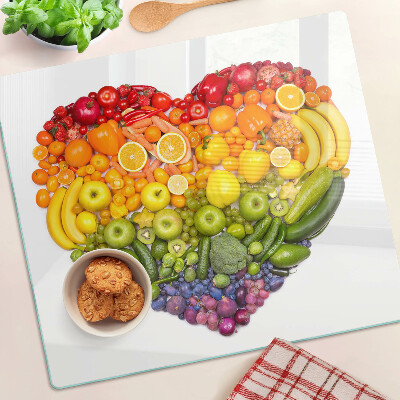 Tagliere in vetro temperato Cuore di frutta arcobaleno