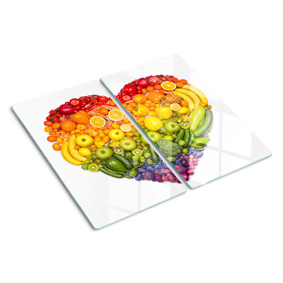 Tagliere in vetro temperato Cuore di frutta arcobaleno