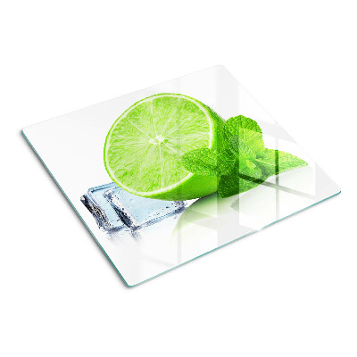 Tagliere in vetro Lime con menta e ghiaccio