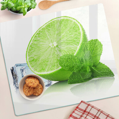 Tagliere in vetro Lime con menta e ghiaccio