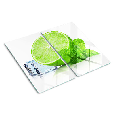 Tagliere in vetro Lime con menta e ghiaccio