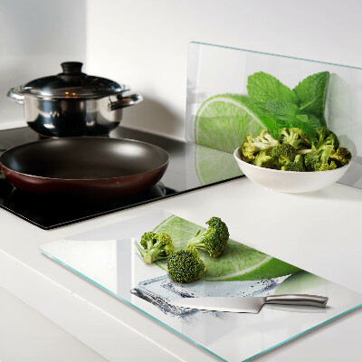Tagliere in vetro Lime con menta e ghiaccio