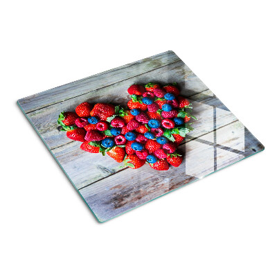 Tagliere in vetro temperato Cuore di frutti di bosco