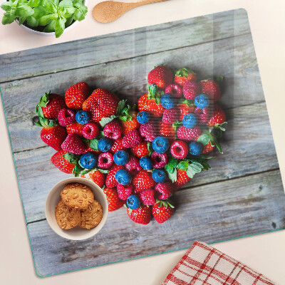 Tagliere in vetro temperato Cuore di frutti di bosco