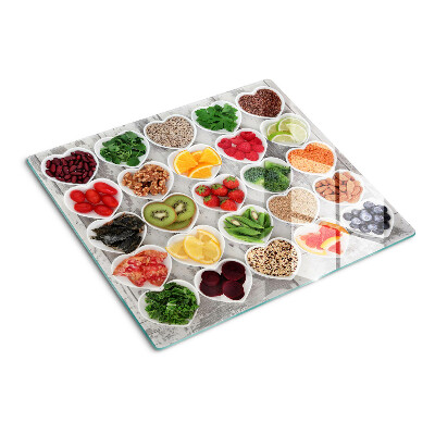 Tagliere in vetro temperato Frutta e verdura nei cuori