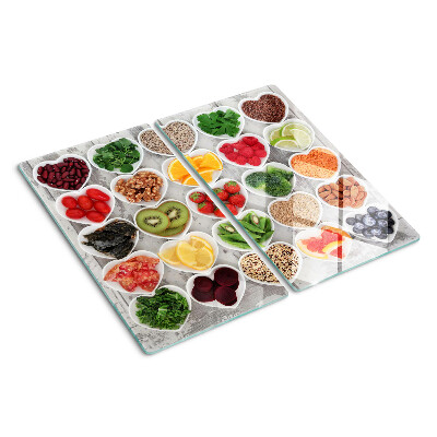 Tagliere in vetro temperato Frutta e verdura nei cuori
