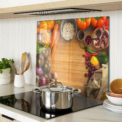 Tagliere in vetro temperato Tema di frutta e verdura